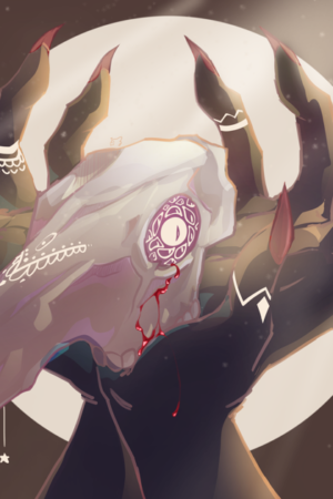 Cráneo de ciervo y manos